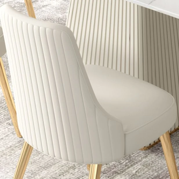 Tavolo da pranzo moderno da 1/4/5/6/7 pezzi, rettangolare, pietra, colore bianco Clearhalo