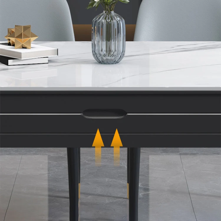 Tavolo da pranzo moderno allungabile con piano pietra rotondo bianco per sala da pranzo Clearhalo