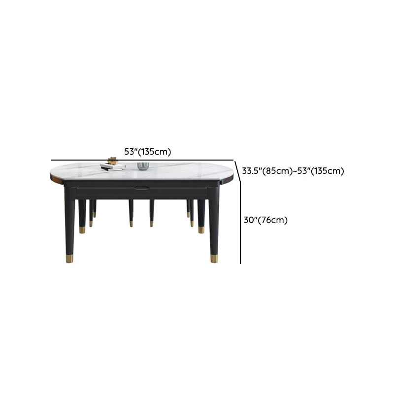 Tavolo da pranzo moderno allungabile con piano pietra rotondo bianco per sala da pranzo Clearhalo
