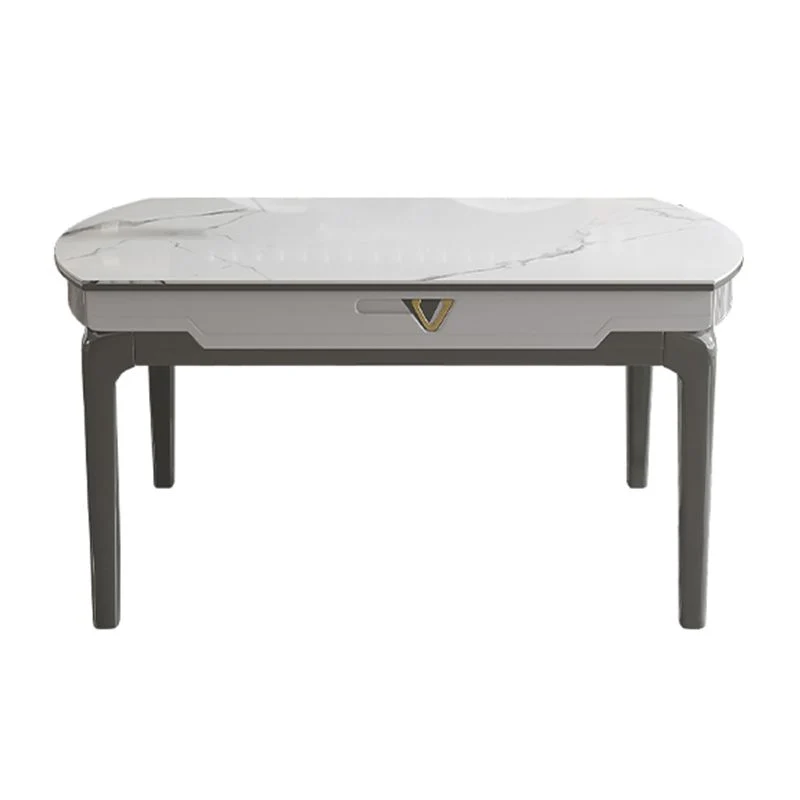 Tavolo da pranzo moderno allungabile con piano pietra rotondo bianco per la casa Clearhalo