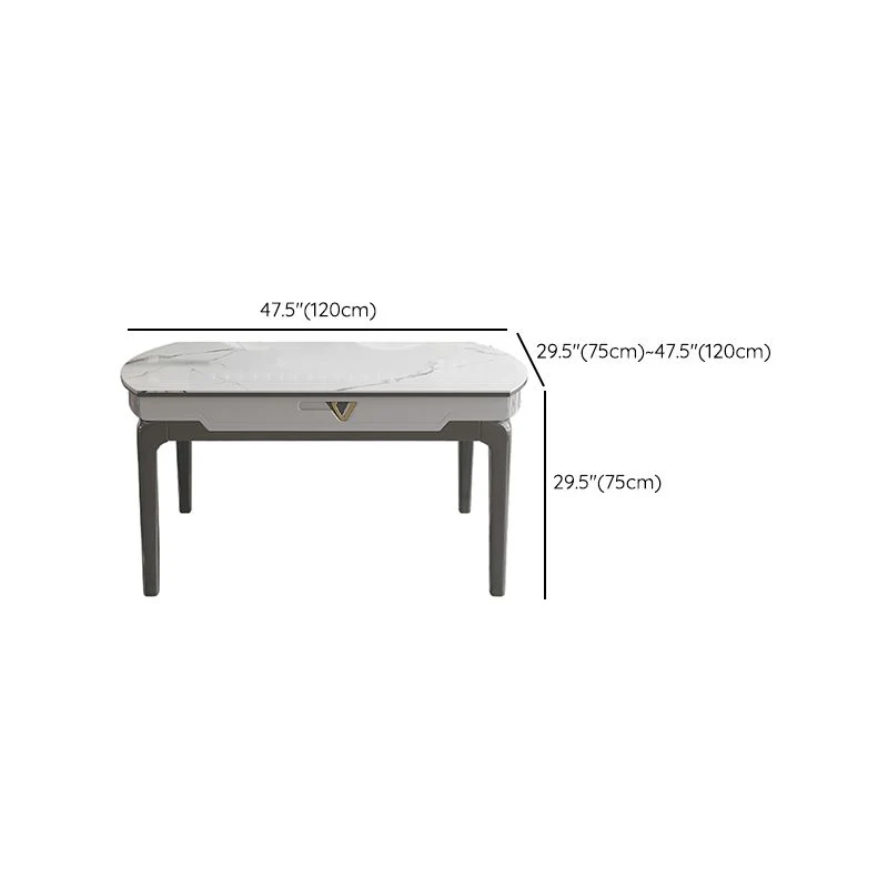 Tavolo da pranzo moderno allungabile con piano pietra rotondo bianco per la casa Clearhalo