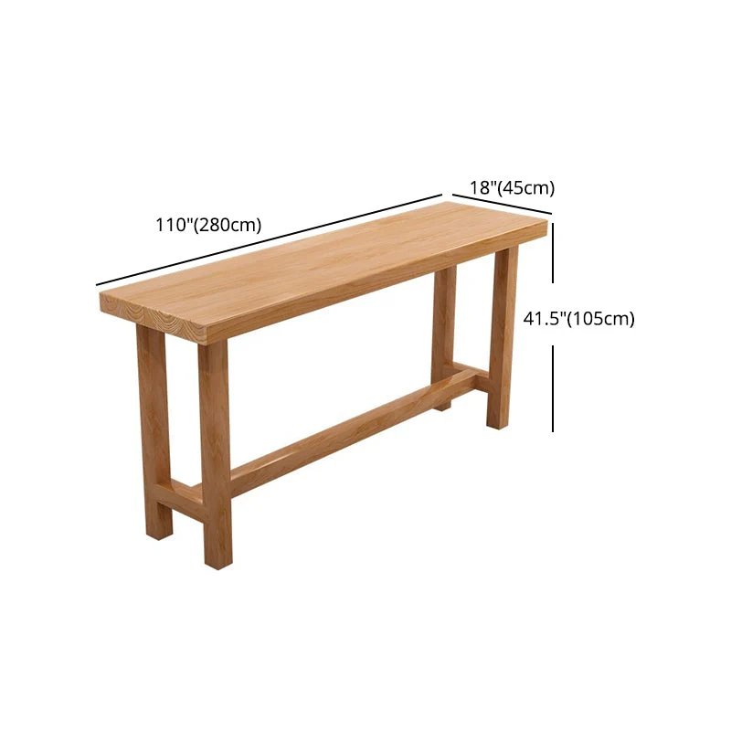 Tavolo da pranzo moderno da bar rettangolare beige, tavolo da bistrot per interni legno di pino con poggiapiedi Clearhalo