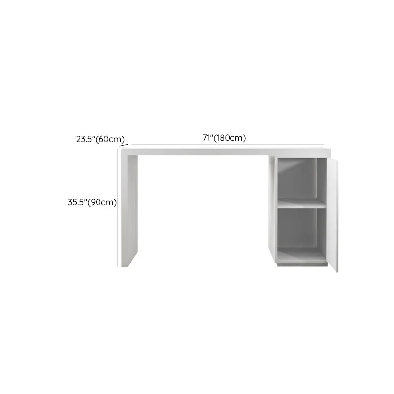 Tavolo da pranzo moderno da bar rettangolare bianco con piano pietra sinterizzata con contenitore Clearhalo