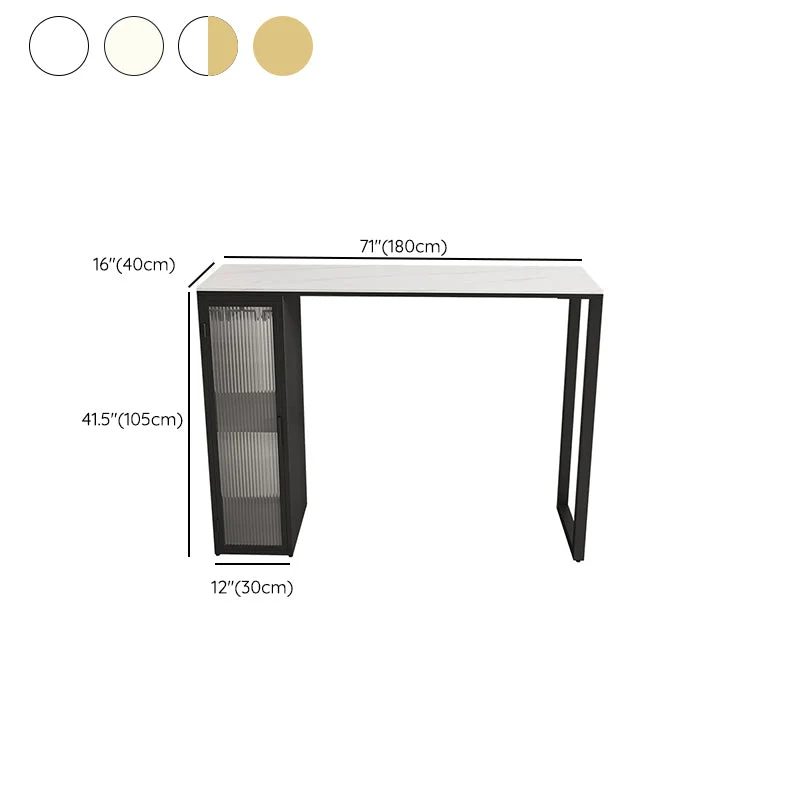 Tavolo da pranzo moderno da bar rettangolare con piano pietra sinterizzata con contenitore Clearhalo