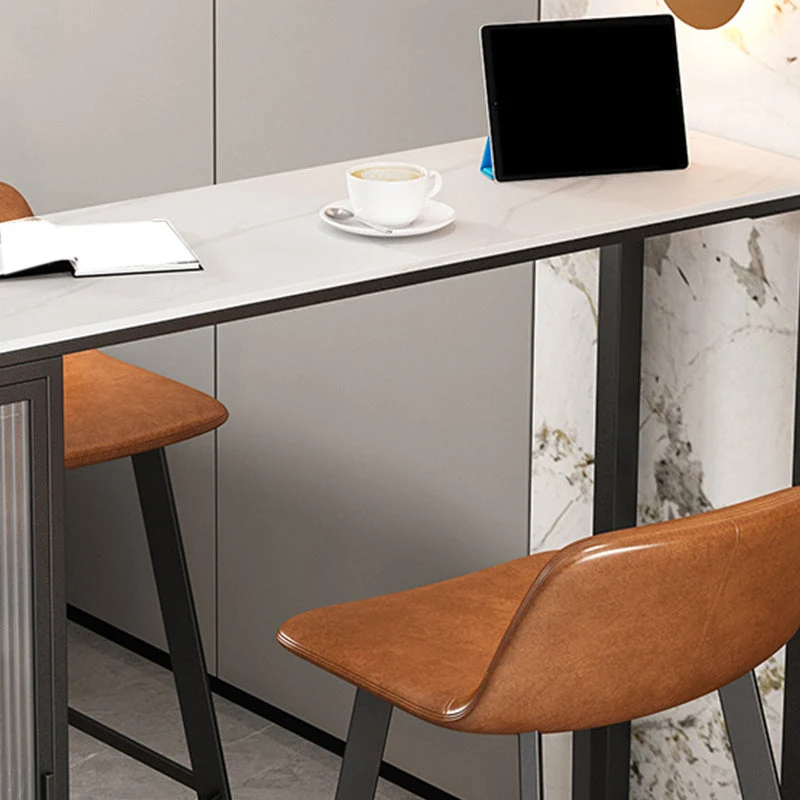 Tavolo da pranzo moderno da bar rettangolare con piano pietra sinterizzata con contenitore Clearhalo