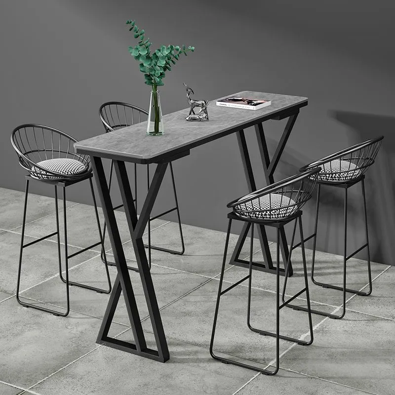 Tavolo da pranzo moderno da bar rettangolare con piano pietra sinterizzata per sala da pranzo Clearhalo