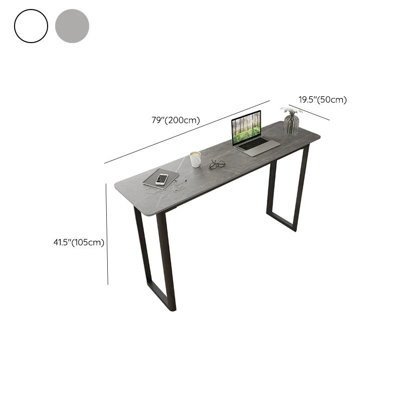 Tavolo da pranzo moderno da bar rettangolare con piano pietra sinterizzata e base metallo Clearhalo