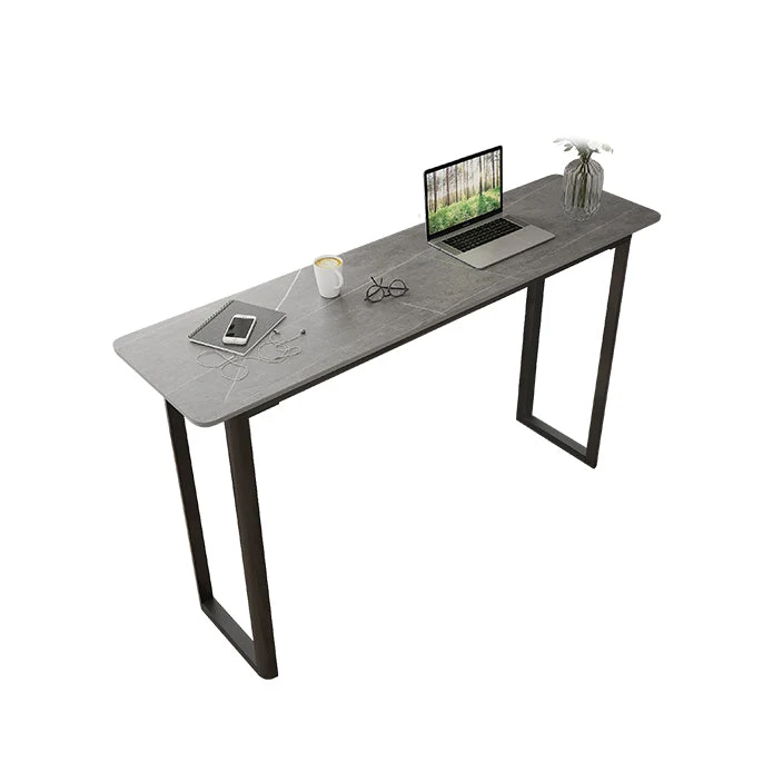 Tavolo da pranzo moderno da bar rettangolare con piano pietra sinterizzata e base metallo Clearhalo