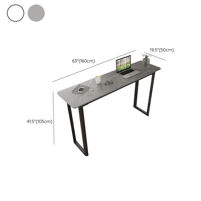 Tavolo da pranzo moderno da bar rettangolare con piano pietra sinterizzata e base metallo Clearhalo