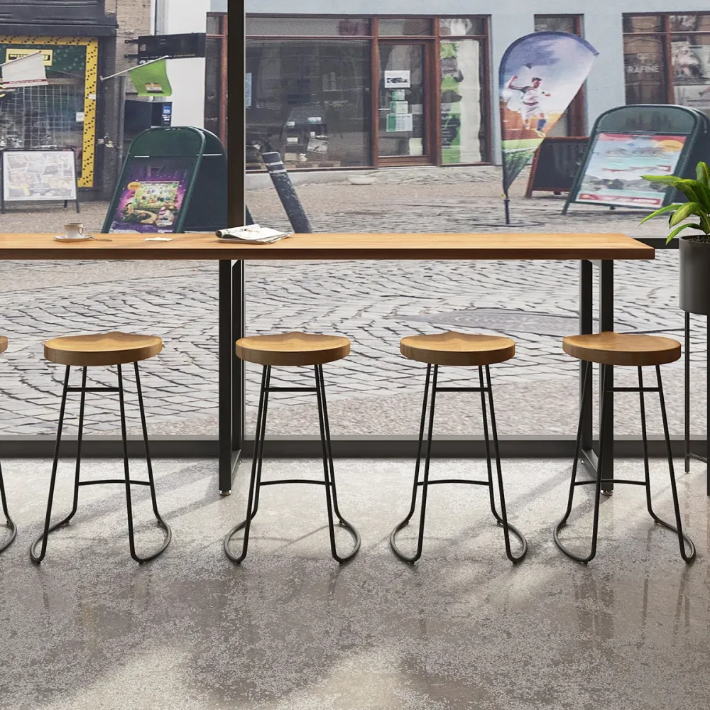 Tavolo da pranzo moderno da bar rettangolare Tavolo da cocktail legno con altezza da bar, piano da 42 pollici Clearhalo