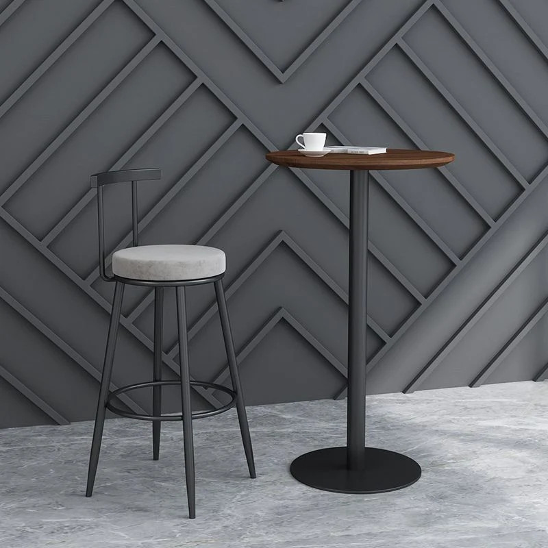 Tavolo da pranzo moderno da bar rotondo Tavolo da bar legno per interni con base ferro Clearhalo