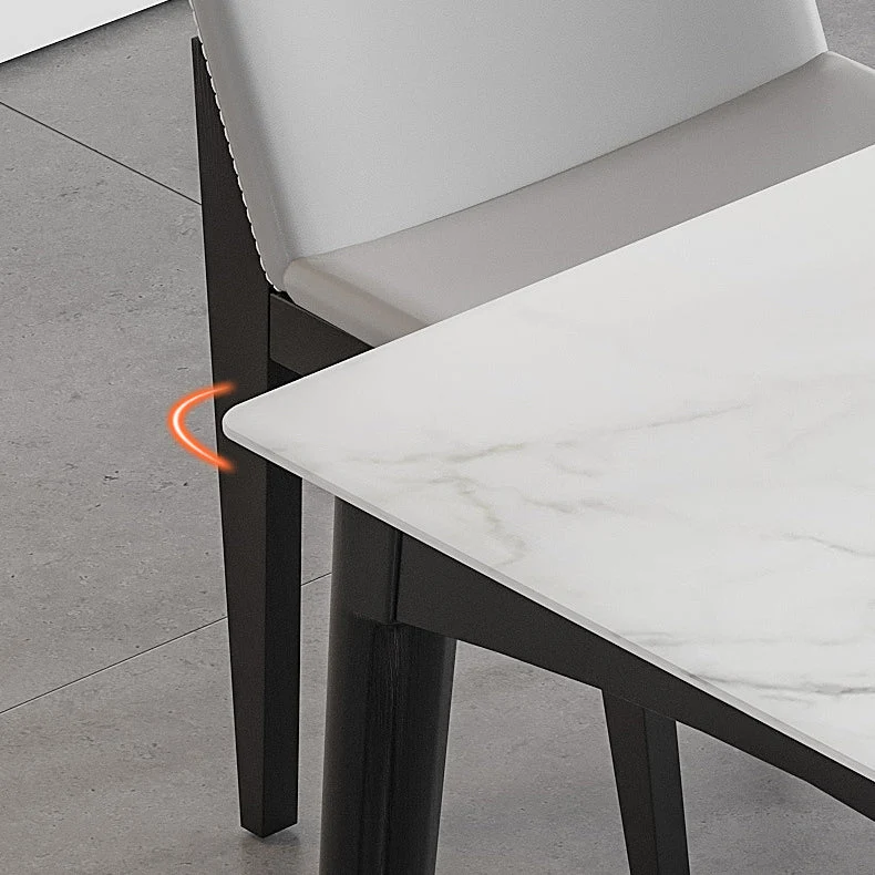 Tavolo da pranzo moderno bianco con tavolo da pranzo rettangolare ardesia 4 gambe Clearhalo