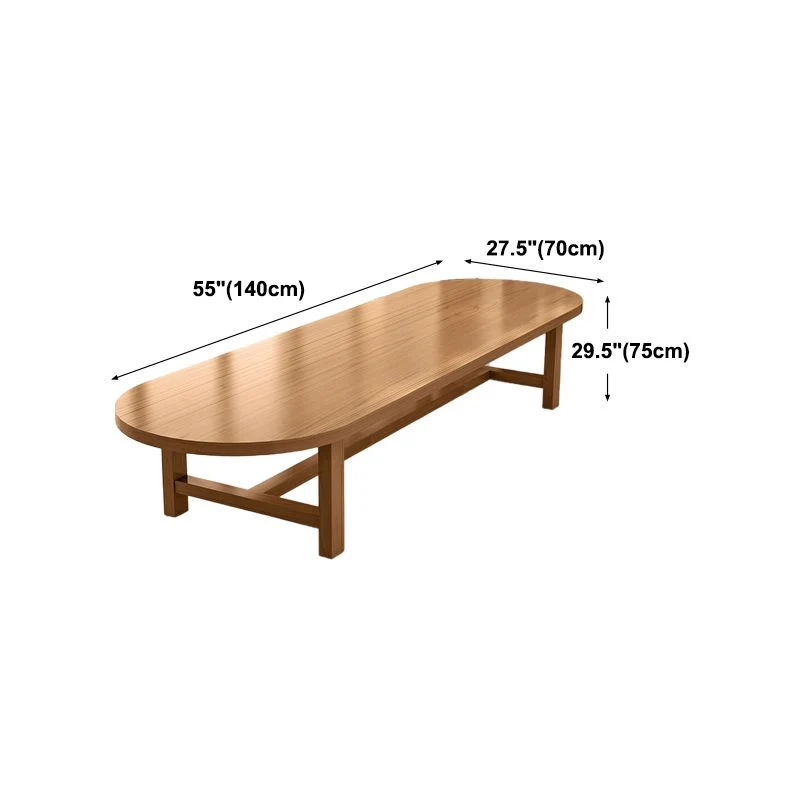 Tavolo da pranzo moderno su cavalletto ovale legno massello naturale Mobili da pranzo per cucina domestica Clearhalo