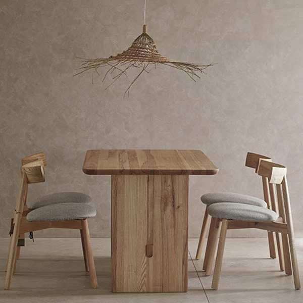 Tavolo da pranzo moderno su cavalletto rettangolare Tavolo legno di frassino naturale Clearhalo