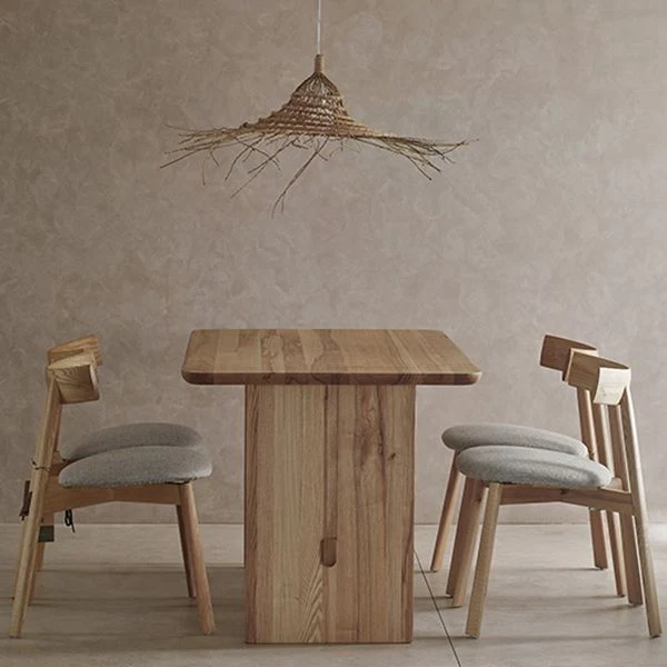 Tavolo da pranzo moderno su cavalletto rettangolare Tavolo legno di frassino naturale Clearhalo