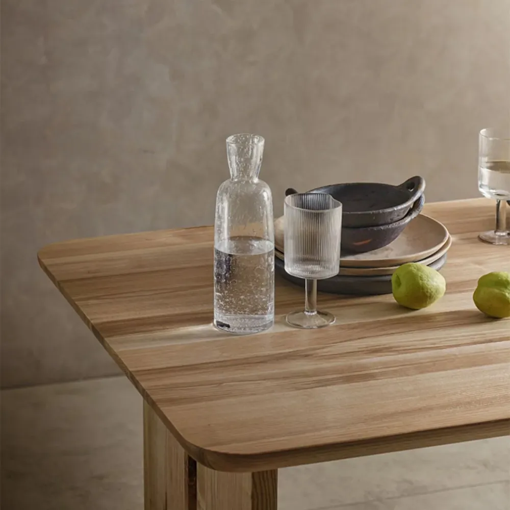 Tavolo da pranzo moderno su cavalletto rettangolare Tavolo legno di frassino naturale Clearhalo