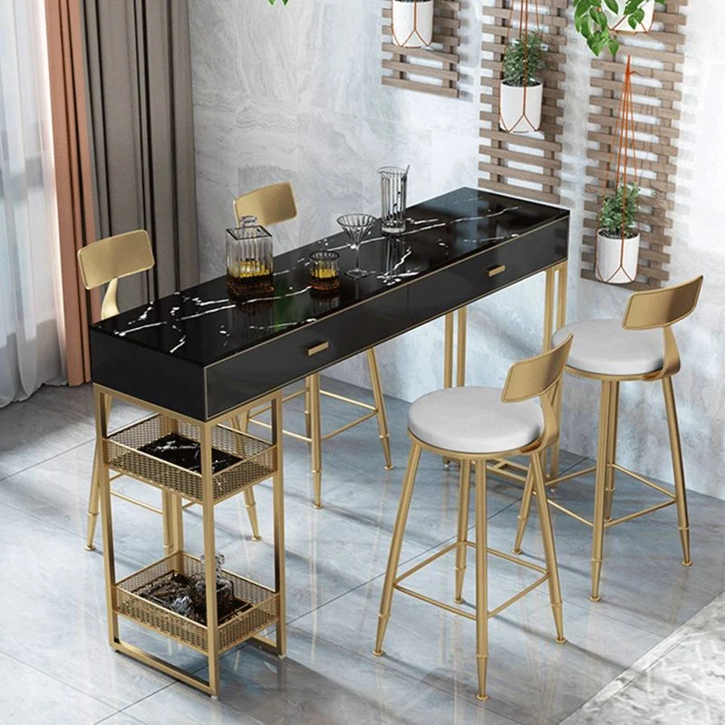 Tavolo da pranzo moderno con accento bistrot Tavolo da bar rettangolare con contenitore Clearhalo
