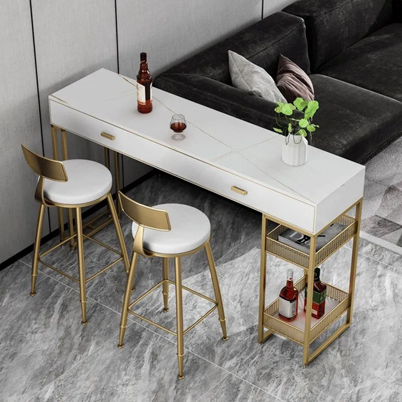 Tavolo da pranzo moderno con accento bistrot Tavolo da bar rettangolare con contenitore Clearhalo
