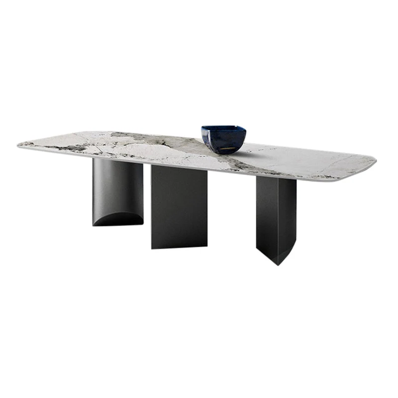 Tavolo da pranzo moderno con base argento per sala da pranzo Clearhalo