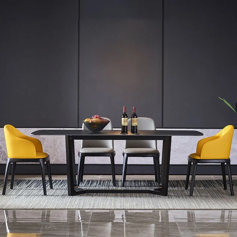 Tavolo da pranzo moderno con base cavalletto Tavolo da pranzo rettangolare per sala da pranzo Clearhalo