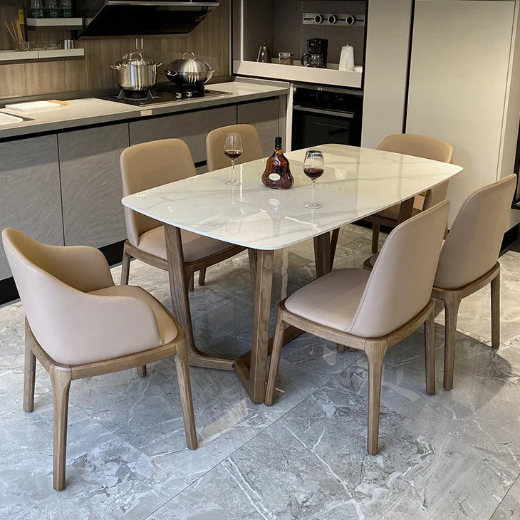 Tavolo da pranzo moderno con base cavalletto Tavolo da pranzo pietra bianco Clearhalo