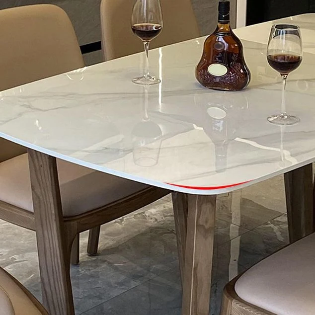 Tavolo da pranzo moderno con base cavalletto Tavolo da pranzo pietra bianco Clearhalo