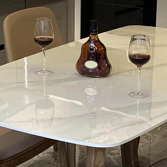 Tavolo da pranzo moderno con base cavalletto Tavolo da pranzo pietra bianco Clearhalo