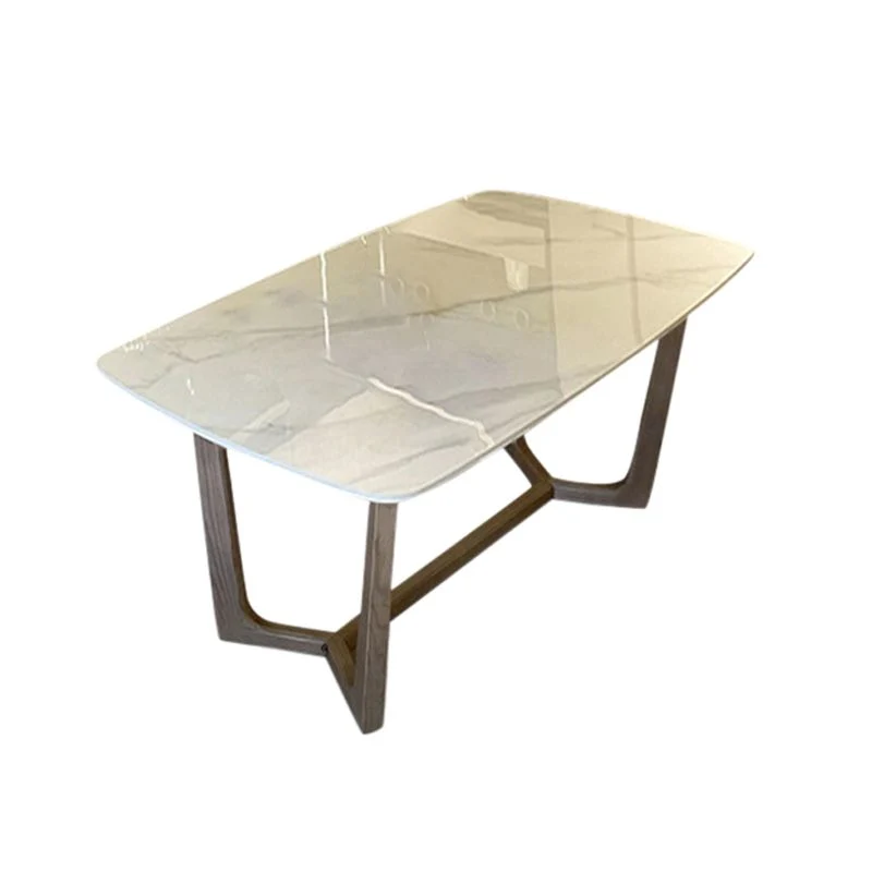 Tavolo da pranzo moderno con base cavalletto Tavolo da pranzo pietra bianco Clearhalo