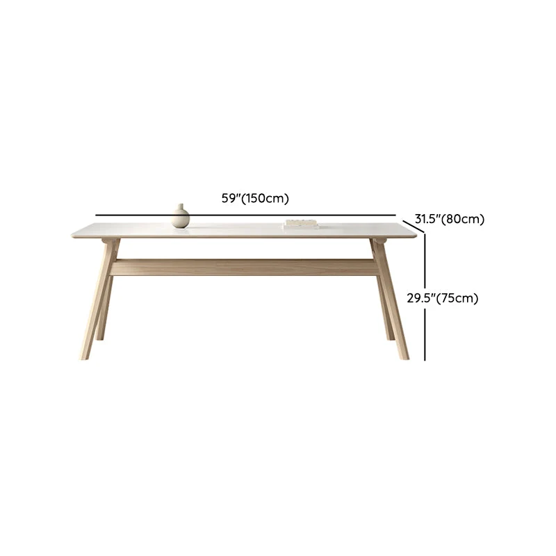 Tavolo da pranzo moderno con base legno di frassino e piano pietra sinterizzata con sedie Clearhalo
