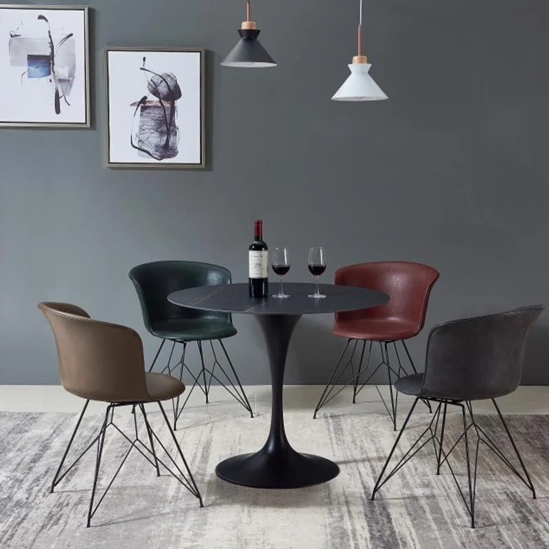 Tavolo da pranzo moderno con base metallo per dinette con piano rotondo per ristorante Clearhalo