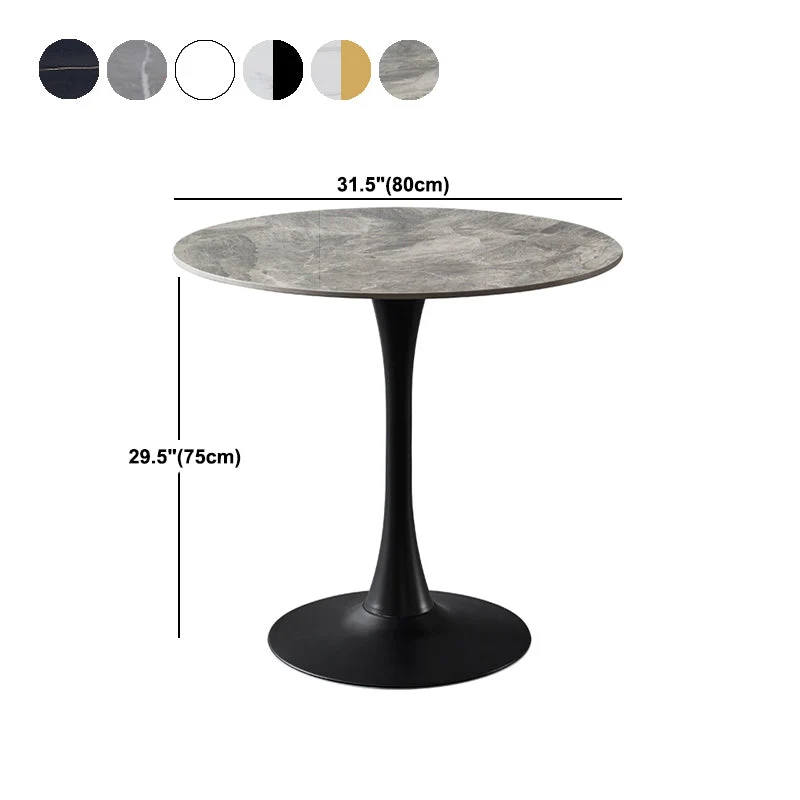 Tavolo da pranzo moderno con base metallo, tavolo da ristorante rotondo pietra Clearhalo