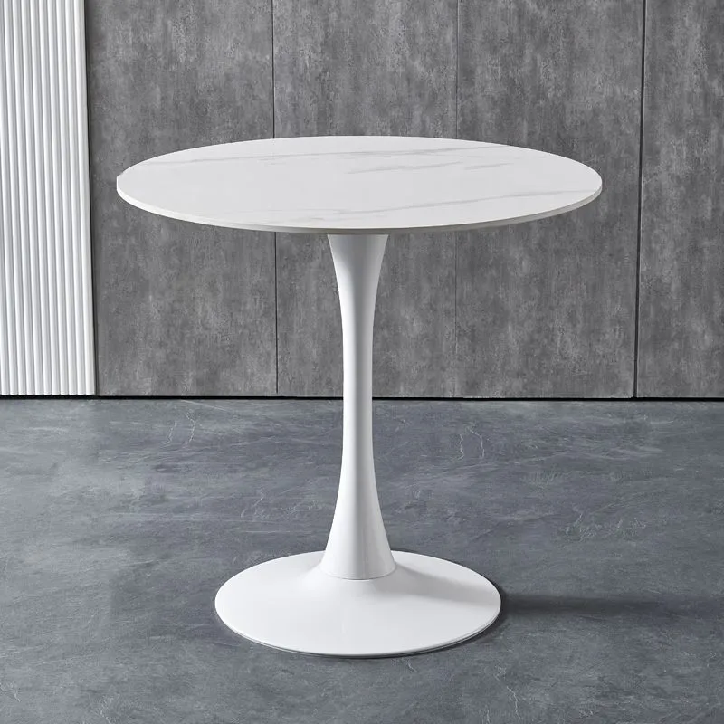 Tavolo da pranzo moderno con base metallo, tavolo da ristorante rotondo pietra Clearhalo