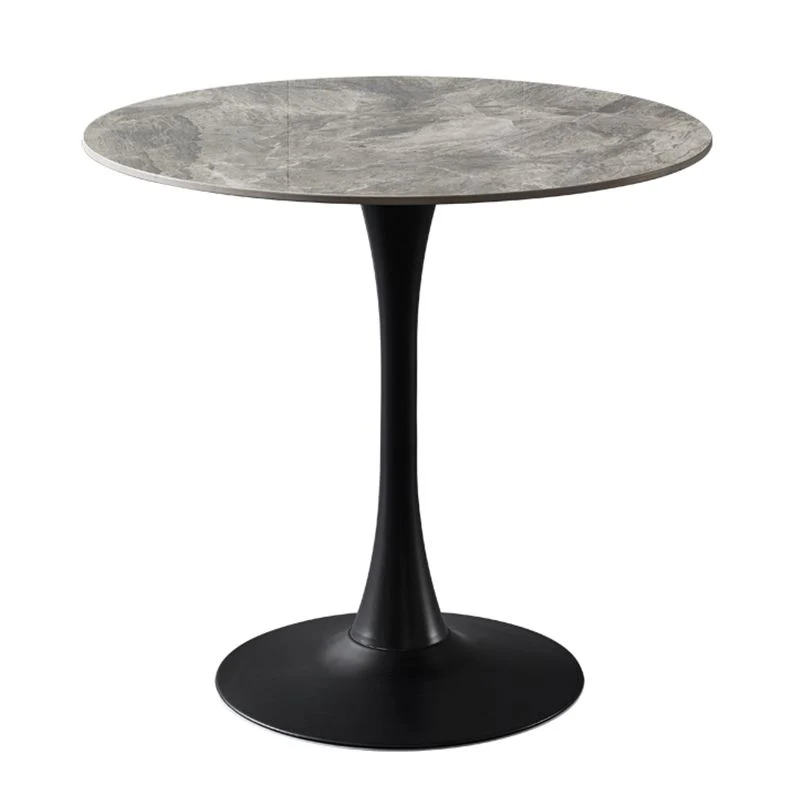 Tavolo da pranzo moderno con base metallo, tavolo da ristorante rotondo pietra Clearhalo