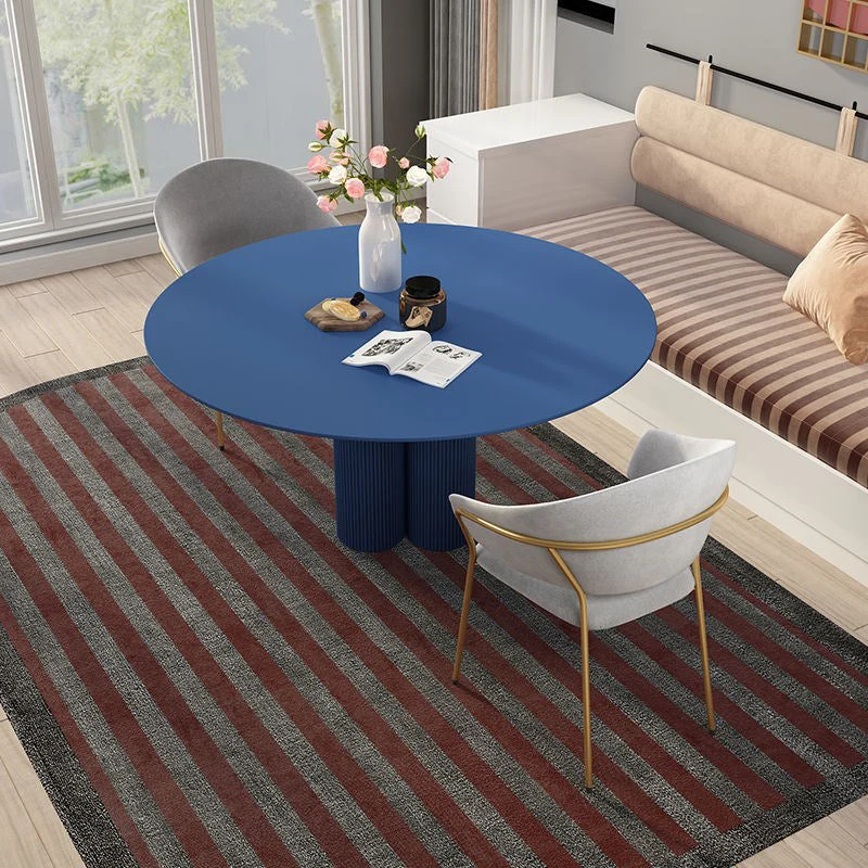 Tavolo da pranzo moderno con base rotonda legno massello per ristorante Clearhalo