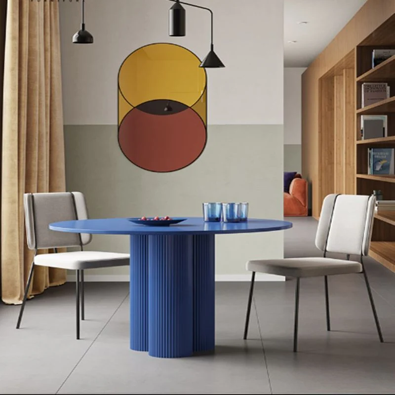 Tavolo da pranzo moderno con base rotonda legno massello per ristorante Clearhalo