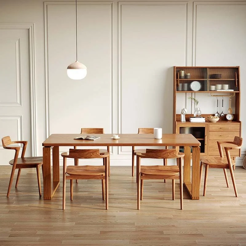 Tavolo da pranzo moderno con doppio piedistallo Tavolo legno di pino per sala da pranzo Clearhalo