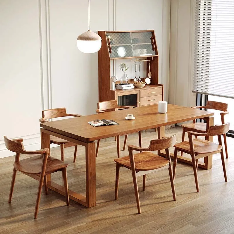Tavolo da pranzo moderno con doppio piedistallo Tavolo legno di pino per sala da pranzo Clearhalo