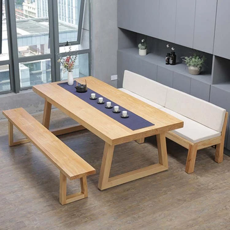 Tavolo da pranzo moderno con doppio piedistallo Tavolo legno per sala da pranzo cucina Clearhalo