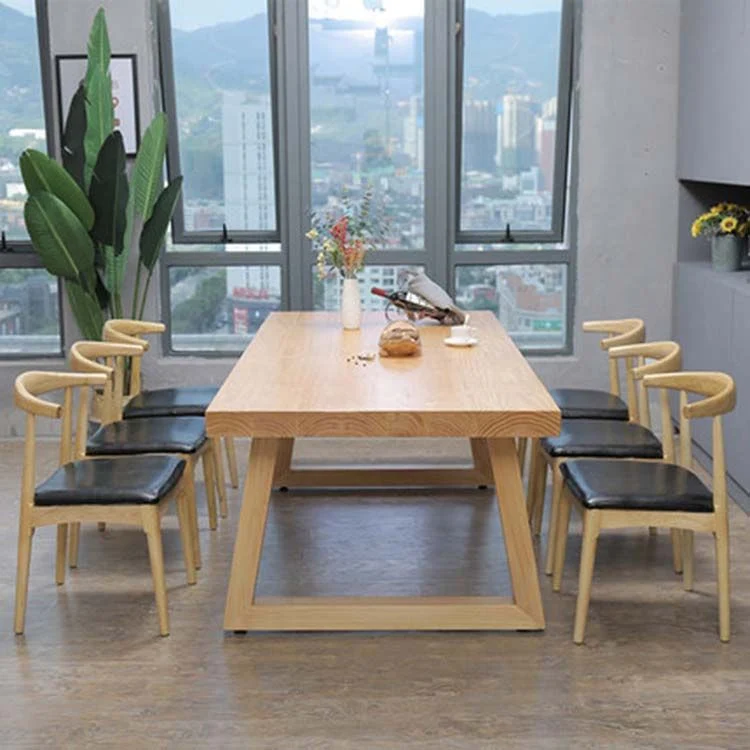Tavolo da pranzo moderno con doppio piedistallo Tavolo legno per sala da pranzo cucina Clearhalo