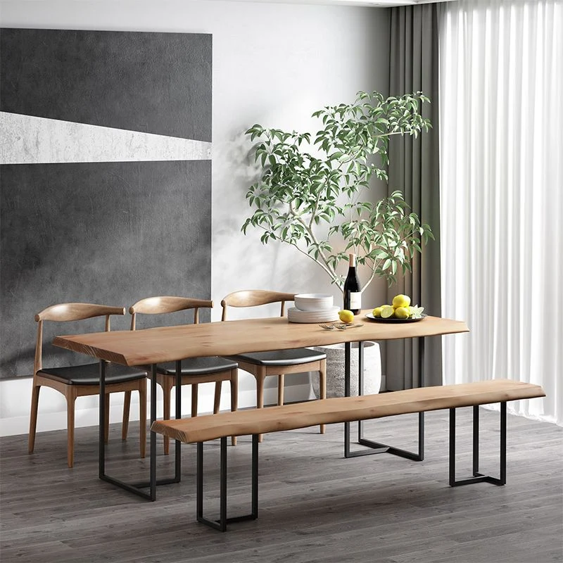 Tavolo da pranzo moderno con doppio piedistallo Tavolo legno per soggiorno Clearhalo