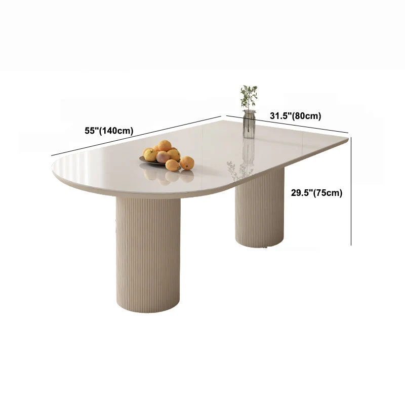 Tavolo da pranzo moderno con doppio piedistallo Tavolo da pranzo pietra bianco Clearhalo