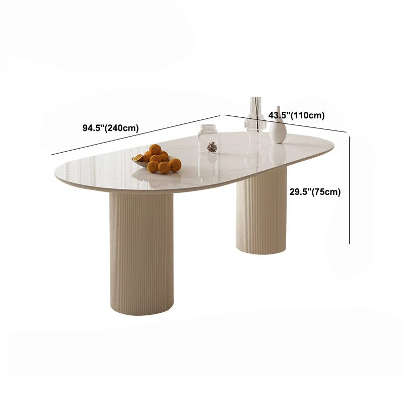 Tavolo da pranzo moderno con doppio piedistallo Tavolo da pranzo pietra bianco Clearhalo