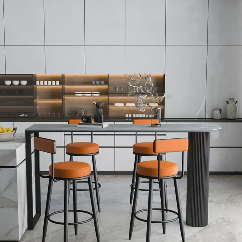 Tavolo da pranzo moderno con doppio piedistallo pietra sinterizzata per sala da pranzo cucina Clearhalo