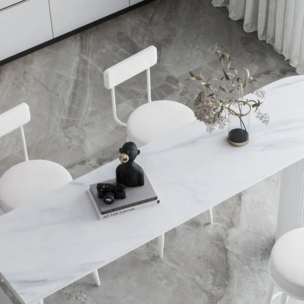 Tavolo da pranzo moderno con doppio piedistallo pietra sinterizzata per sala da pranzo cucina Clearhalo