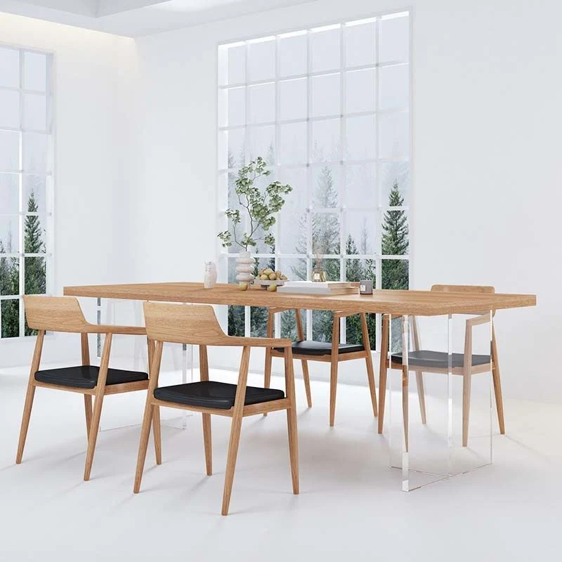 Tavolo da pranzo moderno con doppio piedistallo Tavolo legno di frassino per sala da pranzo Clearhalo
