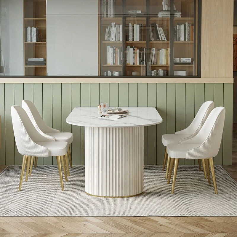 Tavolo da pranzo moderno con doppio piedistallo Tavolo pietra per sala da pranzo Clearhalo
