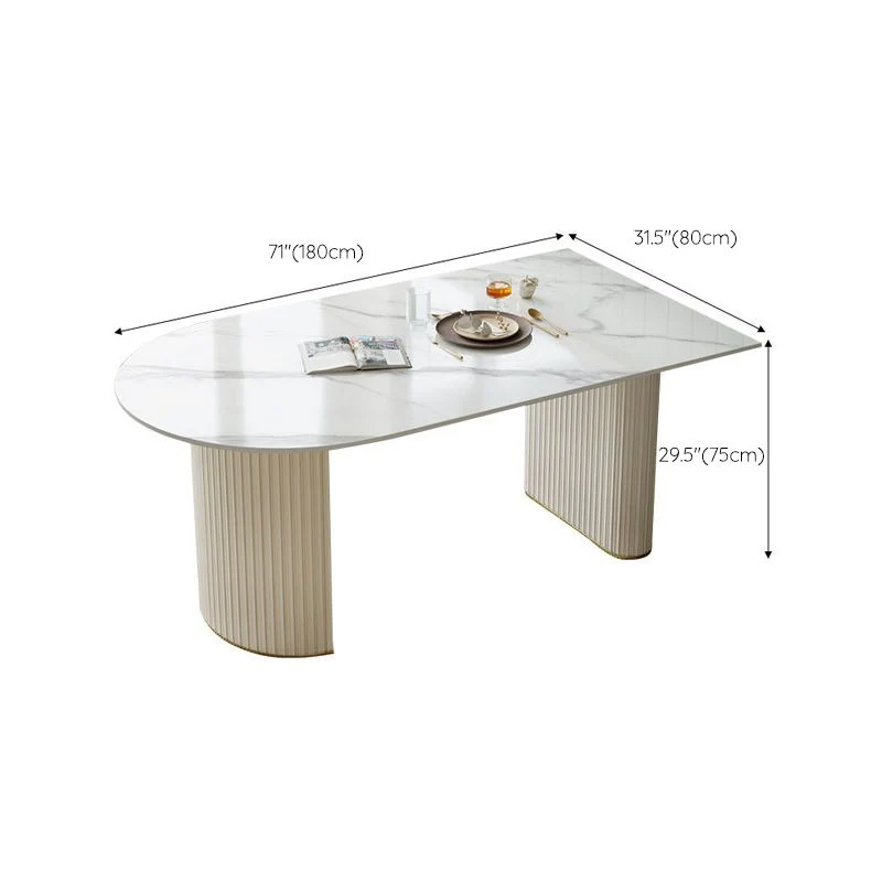 Tavolo da pranzo moderno con doppio piedistallo Tavolo pietra per sala da pranzo Clearhalo