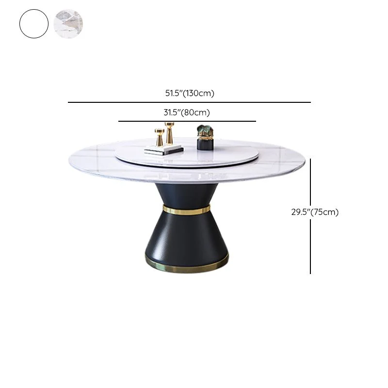 Tavolo da pranzo moderno con giradischi Tavolo da pranzo pietra con base acciaio inossidabile per la casa Clearhalo