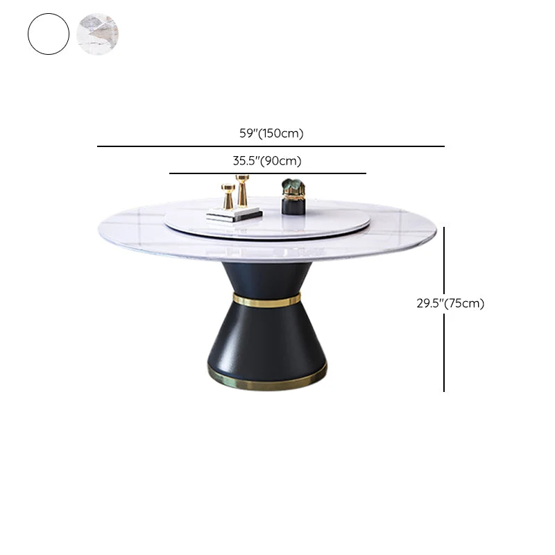 Tavolo da pranzo moderno con giradischi Tavolo da pranzo pietra con base acciaio inossidabile per la casa Clearhalo