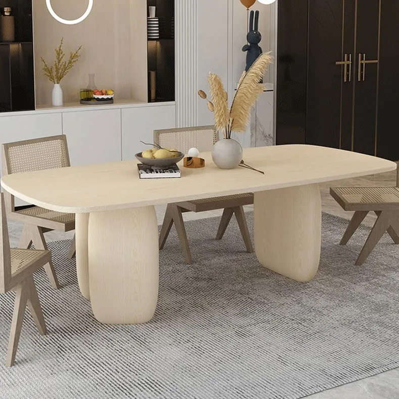 Tavolo da pranzo moderno con piano legno massello Tavolo rettangolare moderno con 3 gambe Clearhalo